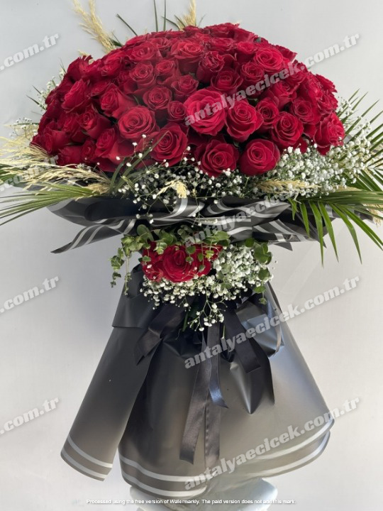 101 Kırmızı Gül Gösterişli Buket