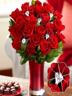 Swarovski Taşlarla 21 Kırmızı Gül